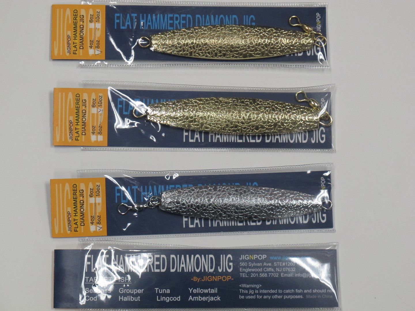 Flat Hammered Diamond Jig by JIGNPOP for all sizes BASS BARN